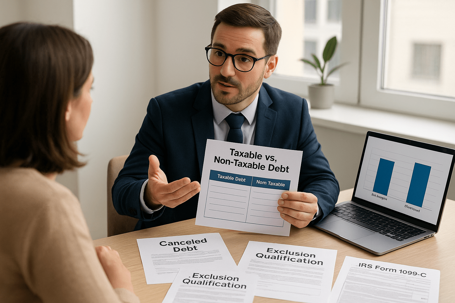 Explaining Taxable vs. Non-Taxable Debt in a Financial Consultation