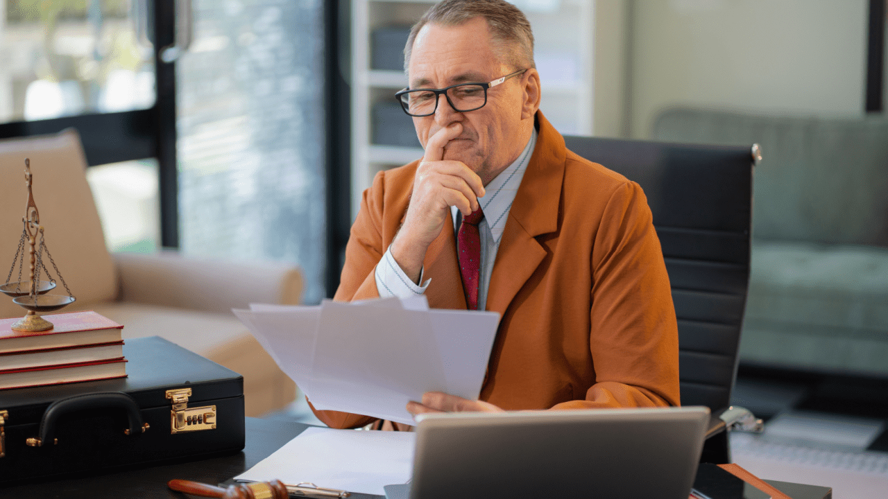 Professional tax advisor reviewing documents related to IRS debt forgiveness programs in modern office