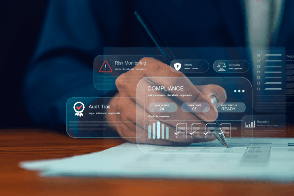 Bonus depreciation audit risk compliance dashboard showing risk monitoring and audit trail